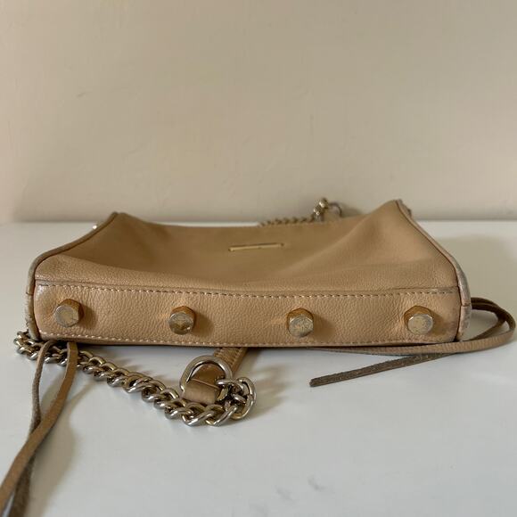 Rebecca Minkoff Tan / Beige Mini 5 Zip Rocker Crossbody Leather Handbag - Picture 9 of 12